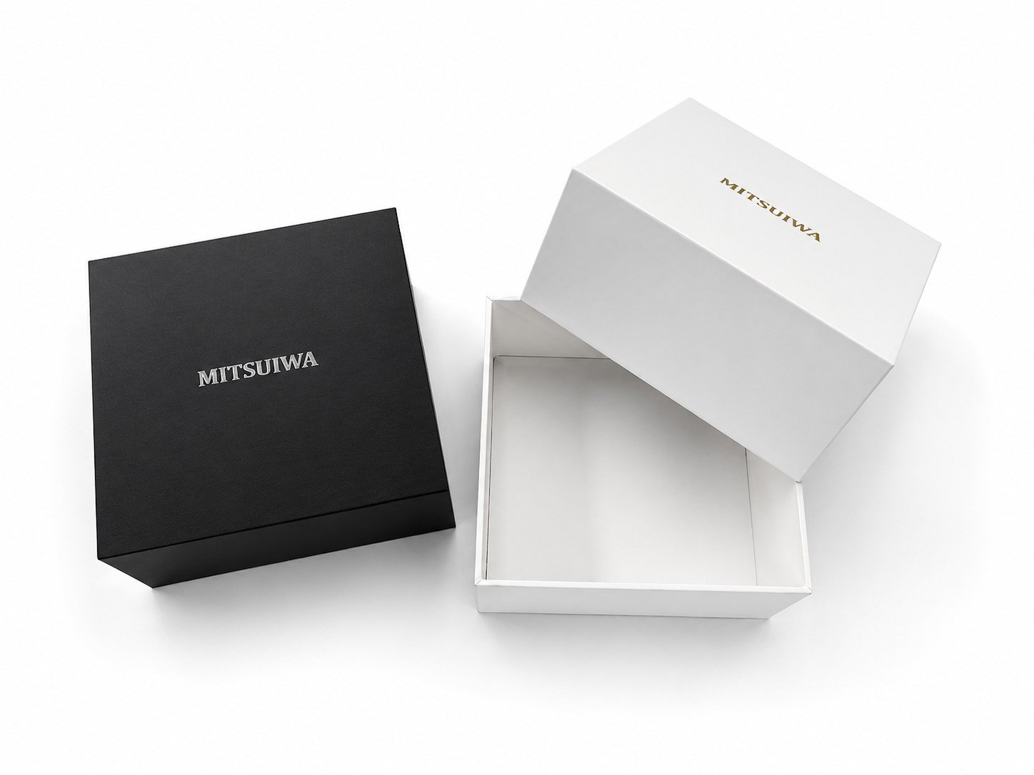 Black and white rigid boxes